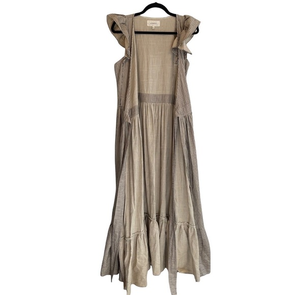 The GREAT. Spree Frontier Stripe Prairie Cottagecore Flutter Wrap Maxi Dress 1 - Picture 13 of 16